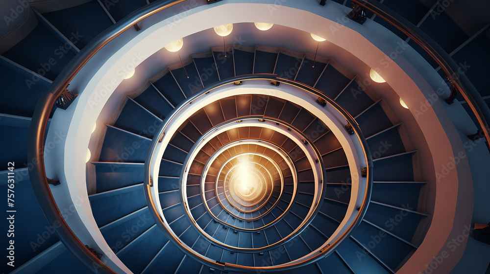 Spiral staircase in modern building, close-up view of spiral staircase Spiral staircase in modern building, close-up view of spiral staircase