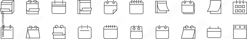 Images of calendars drawn with Thin Line. Editable stroke. Simple linear illustration for stores, shops, banners, design Images of calendars drawn with Thin Line. Editable stroke. Simple linear illustration for stores, shops, banners, design