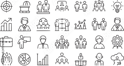 Growth Vector icons set. Career business  progress  people  coaching  training vector collections.