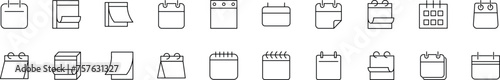 Collection of thin vector images of calendars. Editable stroke. Simple line icon for web sites, newspapers, articles book