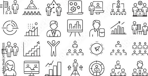 Wallpaper Mural Growth Vector icons set. Career business, progress, people, coaching, training vector collections. Torontodigital.ca