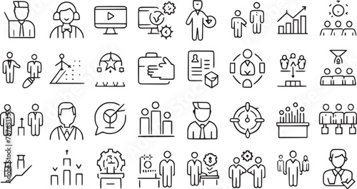 Growth Vector icons set. Career business  progress  people  coaching  training vector collections.