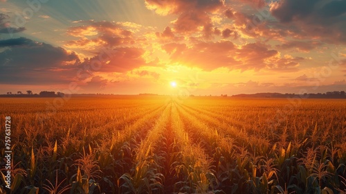 Cornfield basks in the sunset glow