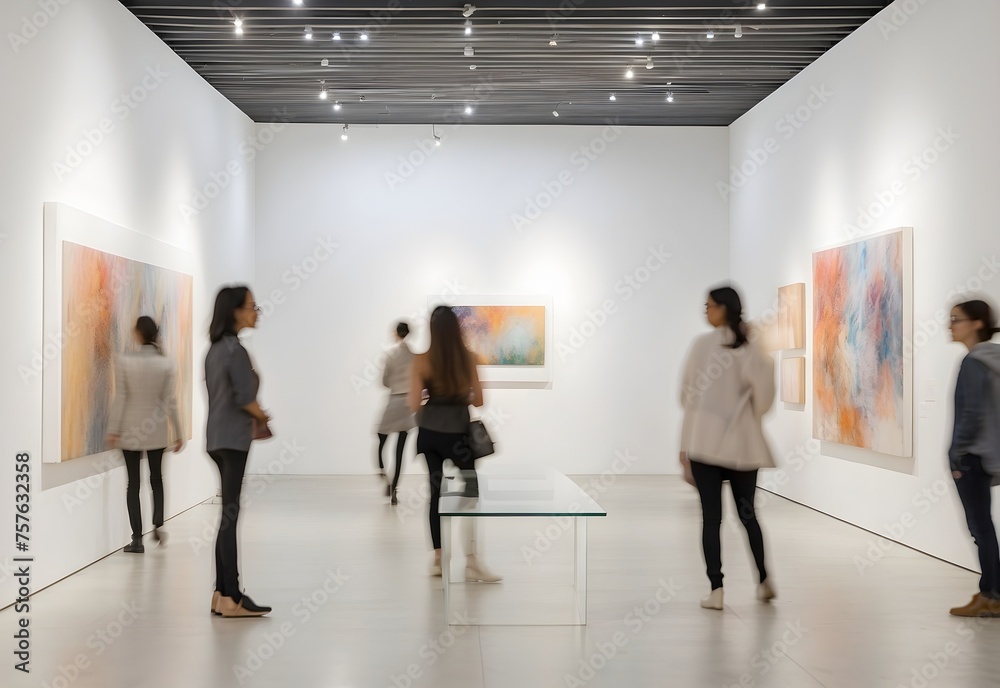 Blurred image of gallery space, generative AI