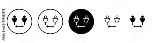 Social distancing icon vector isolated on white background. Keep distance sign. Coronavirus. Social Distancing and Self Quarantine.