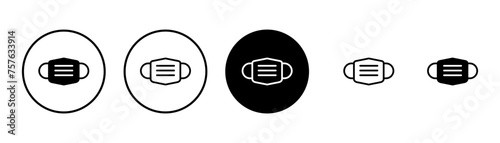 Mask icon vector isolated on white background. Man face with mask icon. Safety breathing masks. Industrial safety N95 mask. Medical mask vector icon.