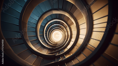 Abstract view of spiral staircase leading to unknown building height