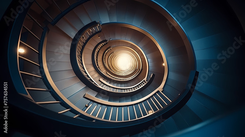 Abstract view of spiral staircase leading to unknown building height