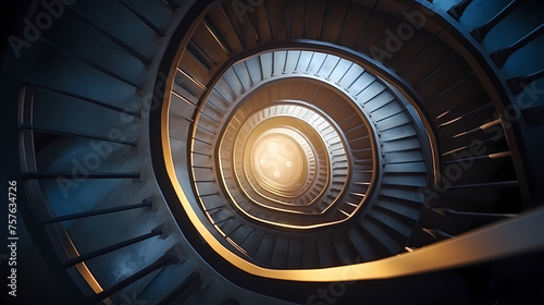 Abstract view of spiral staircase leading to unknown building height