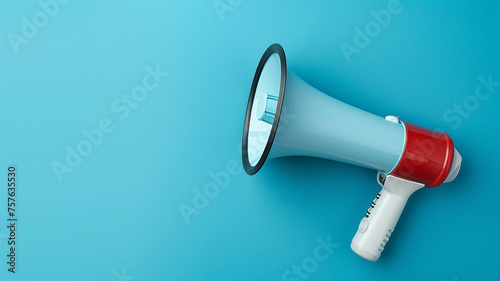 Two-Tone Megaphone on a Blue Background