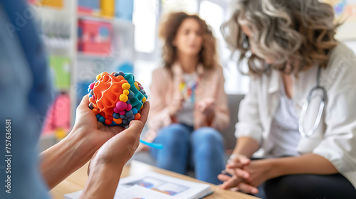 An Occupational Therapist Assessing clients' physical, cognitive, and psychosocial abilities and limitations to develop individualized treatment plans and goals photo