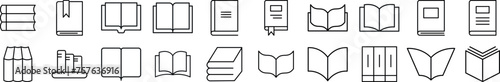 Books vector images drawn with thin line. Editable stroke. Simple linear illustration for web sites, newspapers, articles book