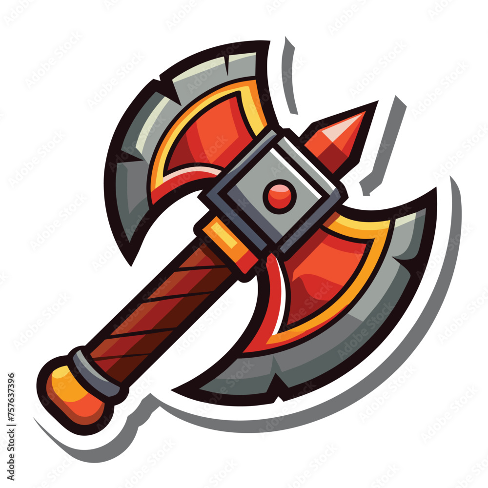 Obraz premium Sticker an axe with a wooden handle
