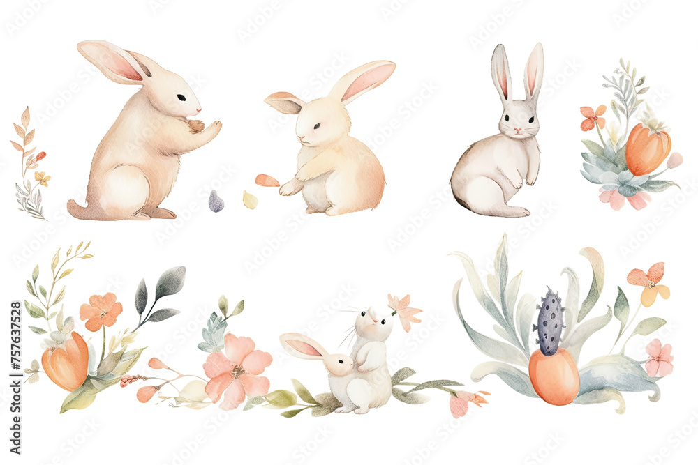 Easter elements showers Spring baby weddings Watercolor children floral Bunny Easter elements showers Spring baby weddings Watercolor children floral Bunny
