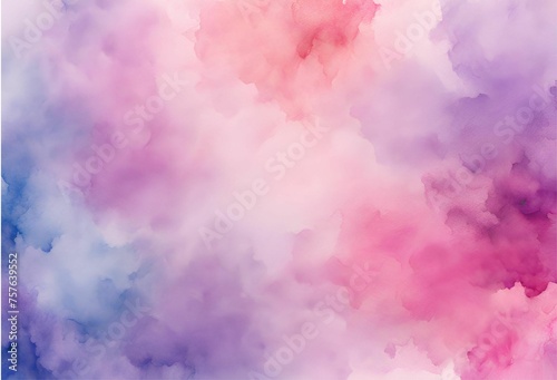 Abstract watercolor background with different shades of pink, purple, blue cloud texture 