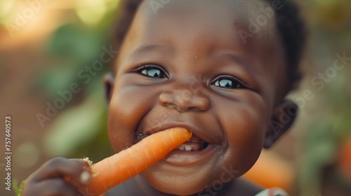 Happy African Baby with Carrot