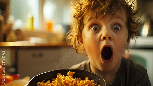Child's exaggerated gasp as parent finds them indulging in sugary snack