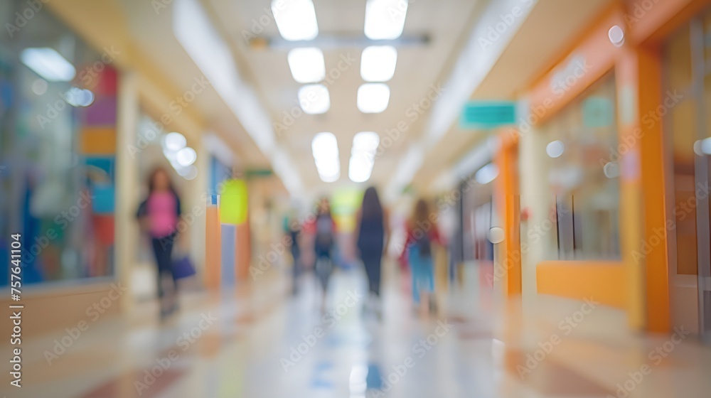 Blurred School Mall Environment with Blurred Background, Blurred Shot, school mall, environment, blurred