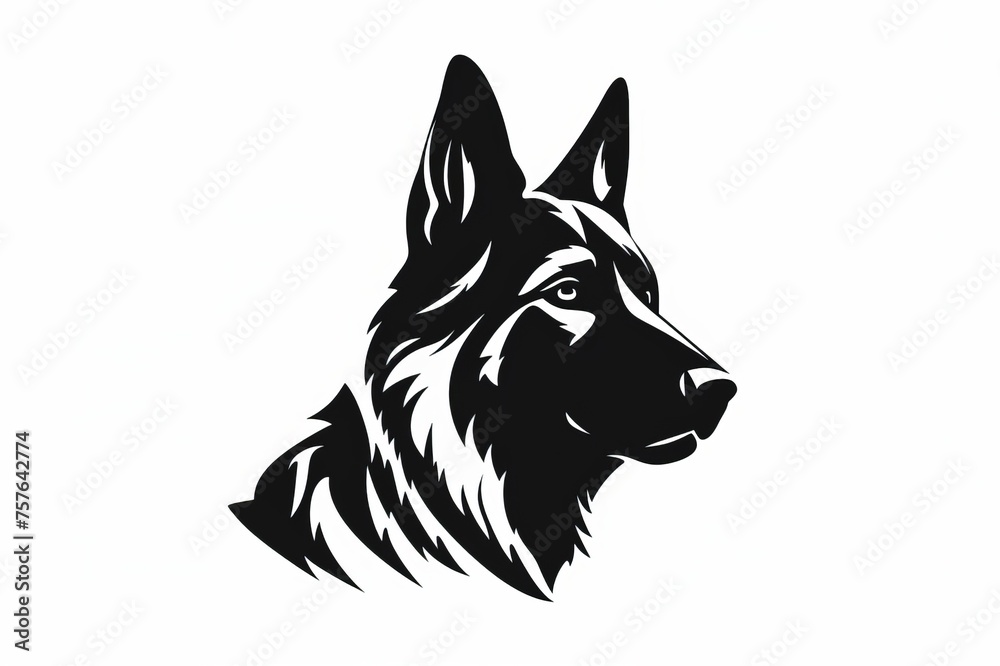 German shepherd logo minimal simple flat vector black