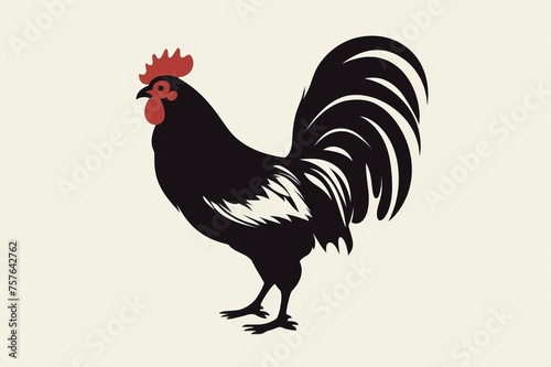 chicken full body side view logo simple flat minimal  photo