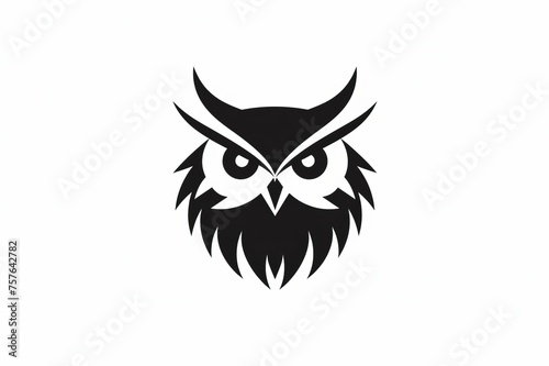 Owl full body logo minimal simple flat vector black © Bi