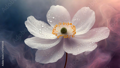 Zawilec, biały kwiat