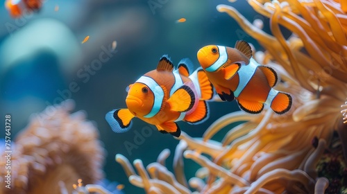 Clown fish swimming together photo