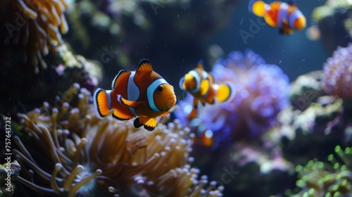 Clown fish swimming together photo © Bi
