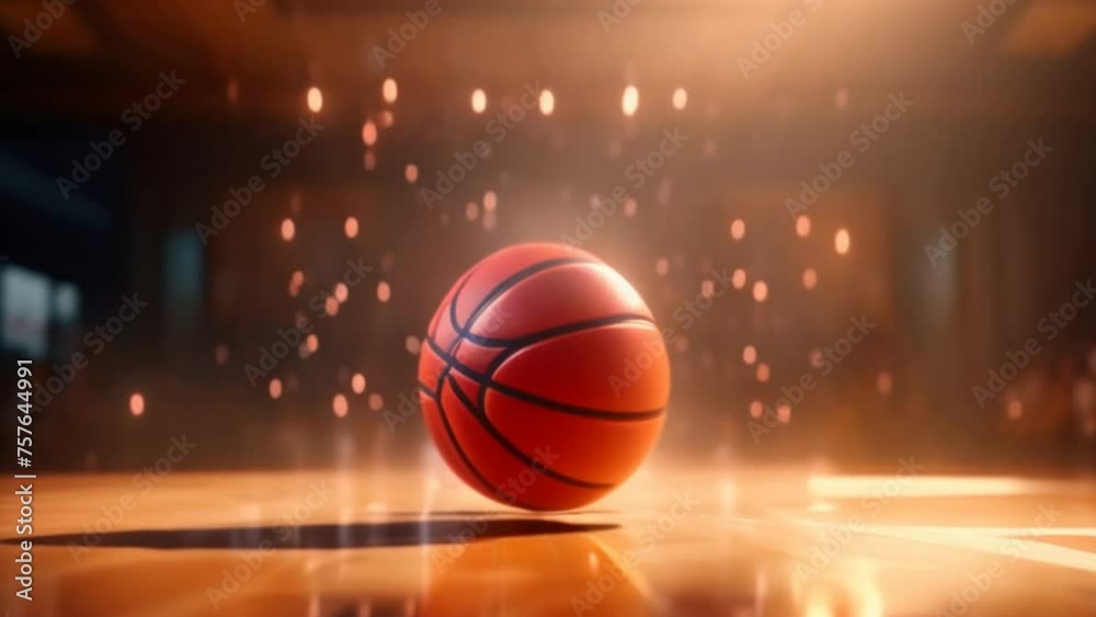 One basketball ball on the basketball court colorful fantasy sports illustration basketball fire basketball games