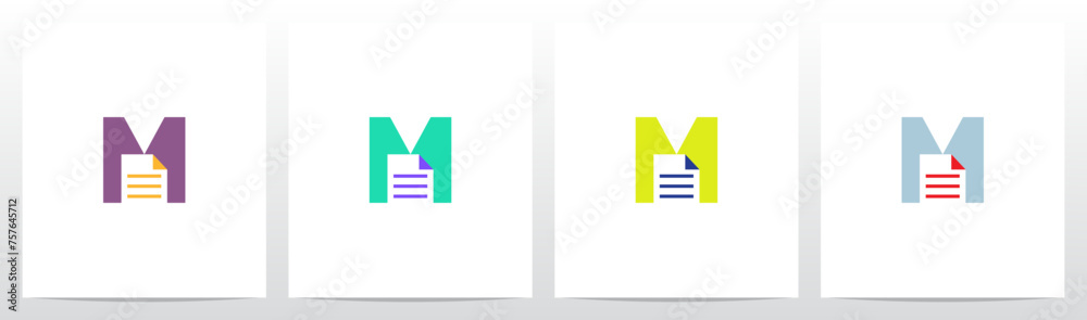 Paper Sheet Document on Letter Initial Logo Design M Paper Sheet Document on Letter Initial Logo Design M
