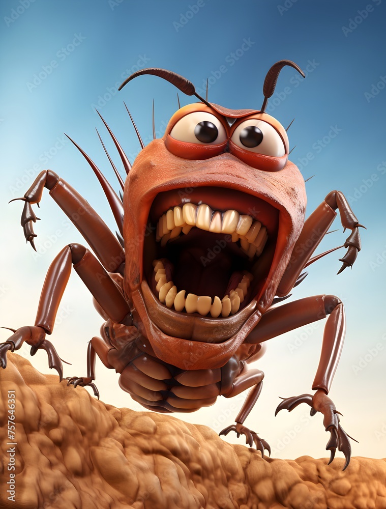 cockroach, cartoon character, cute cartoon cockroach, monster with ...