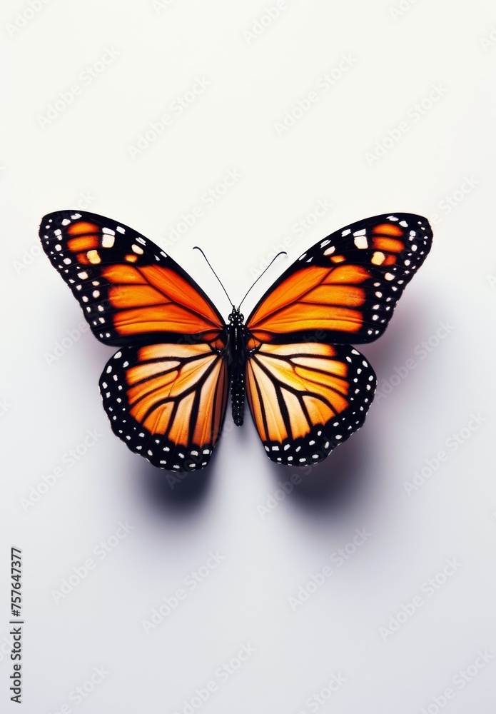 Fototapeta premium Realistic butterfly with orange and black colored wings