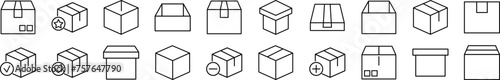 Boxes linear vector icons collection. Editable stroke. Simple linear illustration for web sites, newspapers, articles book