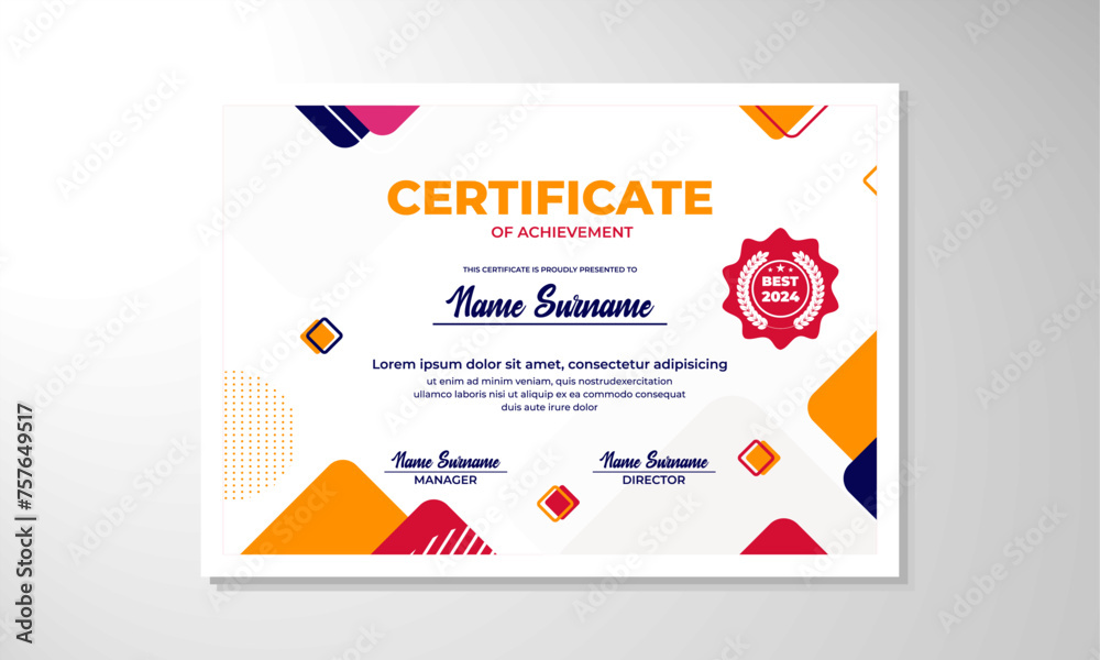 Modern flat certificate design template Modern flat certificate design template
