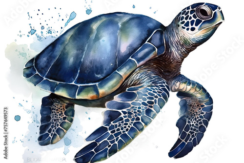watercolor illustration sea turtle