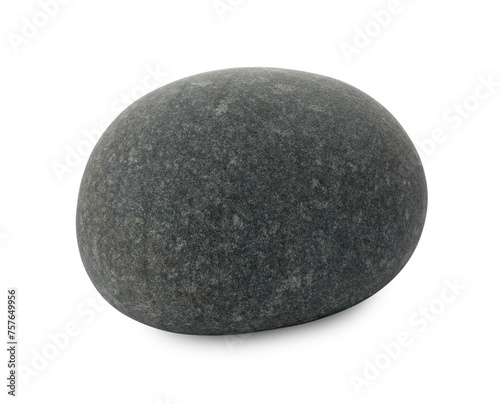 One grey stone isolated on white. Sea pebble