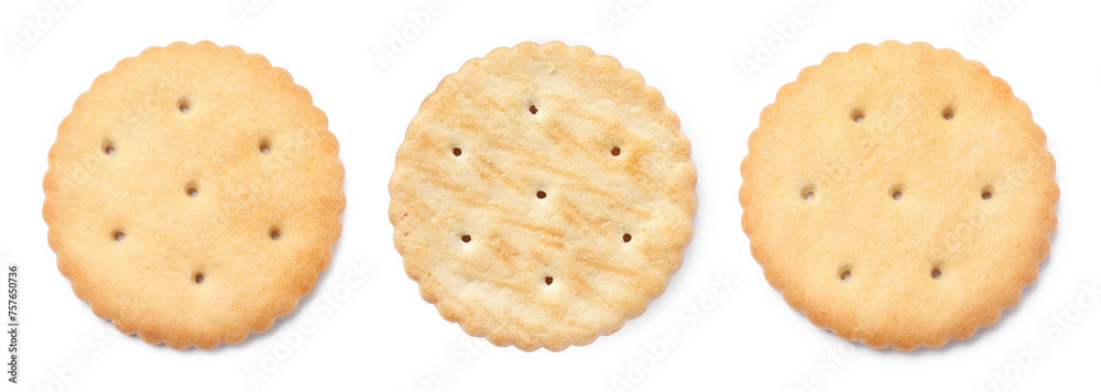 Set of delicious crackers isolated on white, top view. Banner design Set of delicious crackers isolated on white, top view. Banner design