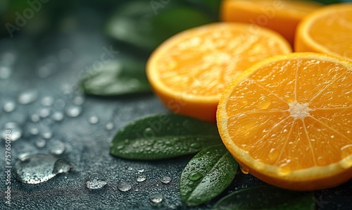 Colorful and juicy slices of citrus fruits, oranges and grapefruits.