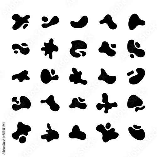 Zestaw abstrakcyjnych kształtów. Organiczne plamy, nieregularne elementy graficzne do twojego projektu. Ilustracja wektorowa.	