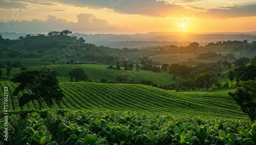 Dynamic agroforestry landscape, integrating trees, crops, and livestock, promoting biodiversity and soil health, a model of sustainable land use