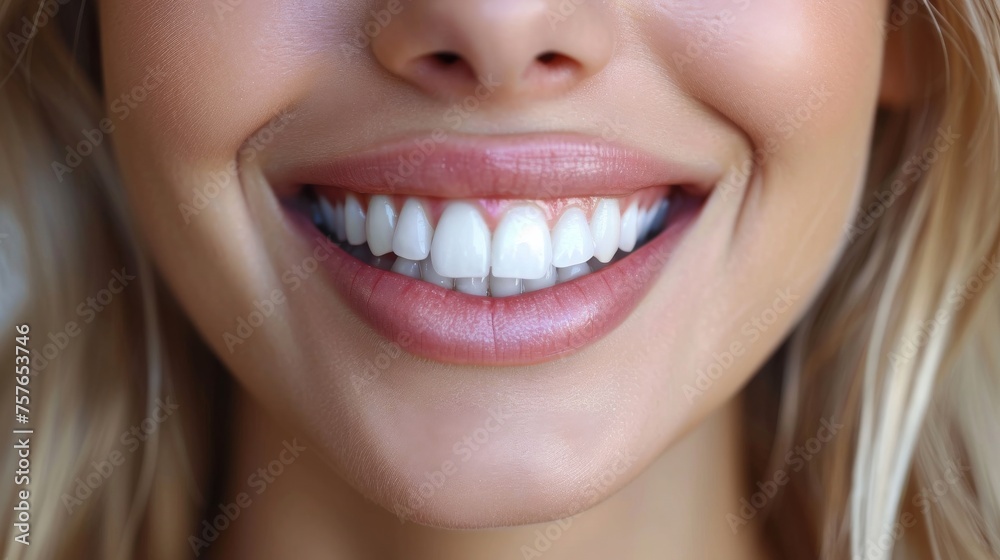 Close-Up of Female Smile with White Teeth