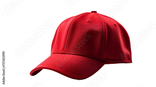 Classic red baseball cap without any branding or background distractions. isolated on PNG OR TRANSPRENT.