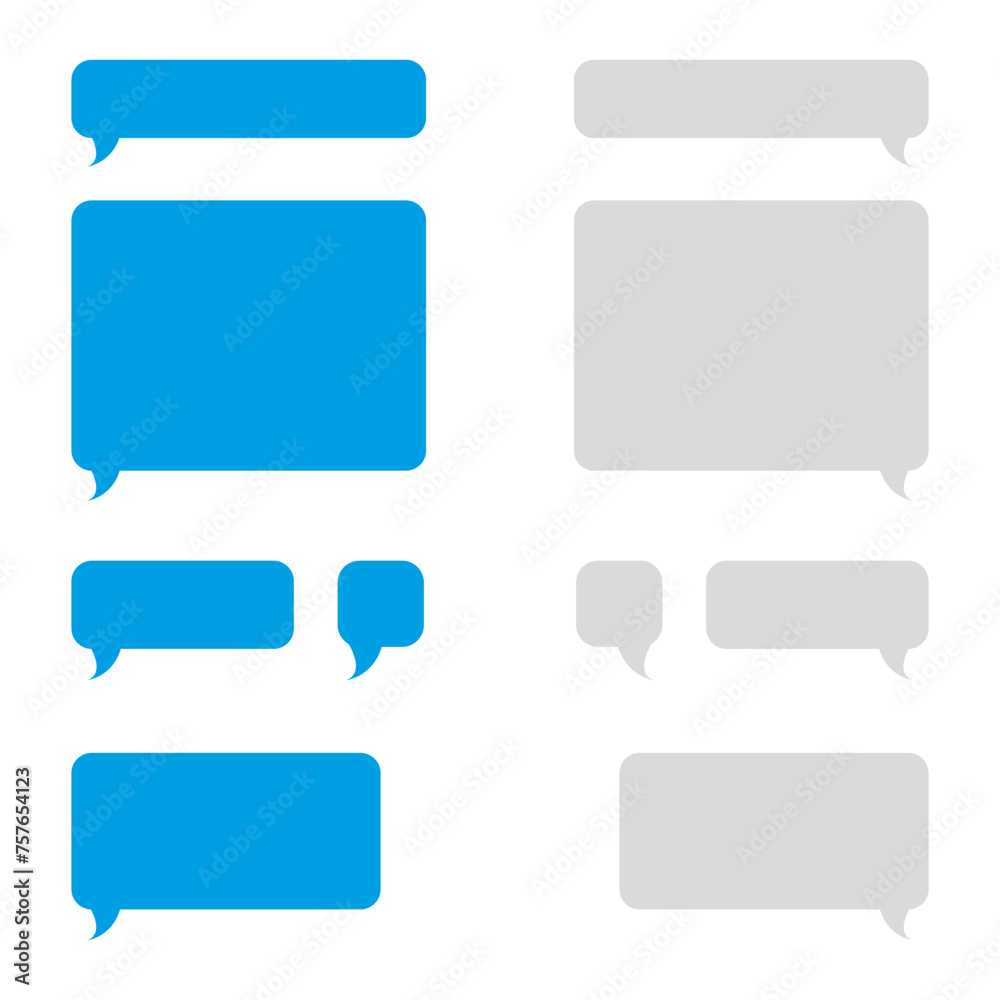 Blue and Gray Speech Bubbles on White Background. Vector illustration. EPS 10. Blue and Gray Speech Bubbles on White Background. Vector illustration. EPS 10.