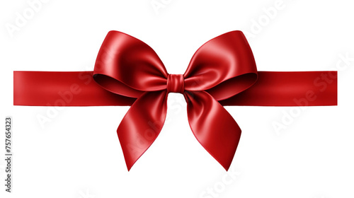 A minimalistic red ribbon tie with no additional elements, emphasizing its simplicity. isolated on PNG OR TRANSPRENT.
