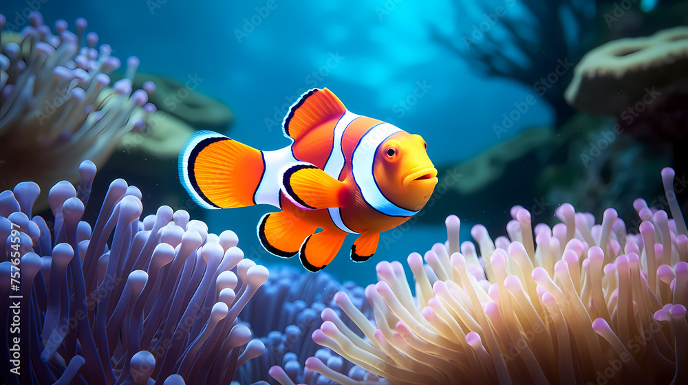 clownfish on coral reef clownfish on coral reef