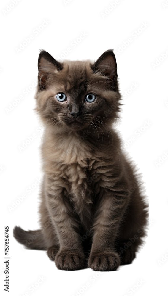 Fototapeta premium black kitten ragdoll isolated on transparent background