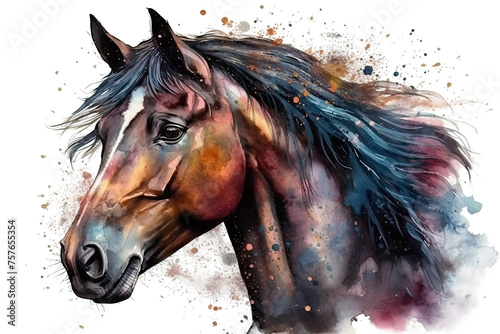 head Watercolor horse's portrait © akk png