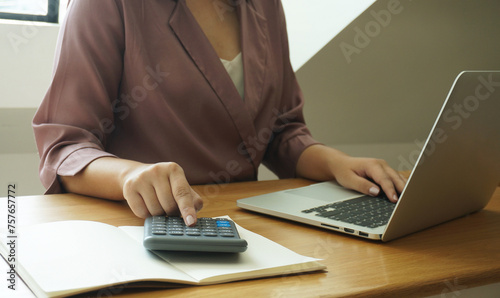 Auditor or internal revenue service staff , Business woman checking annual financial statement of company. Audit concept