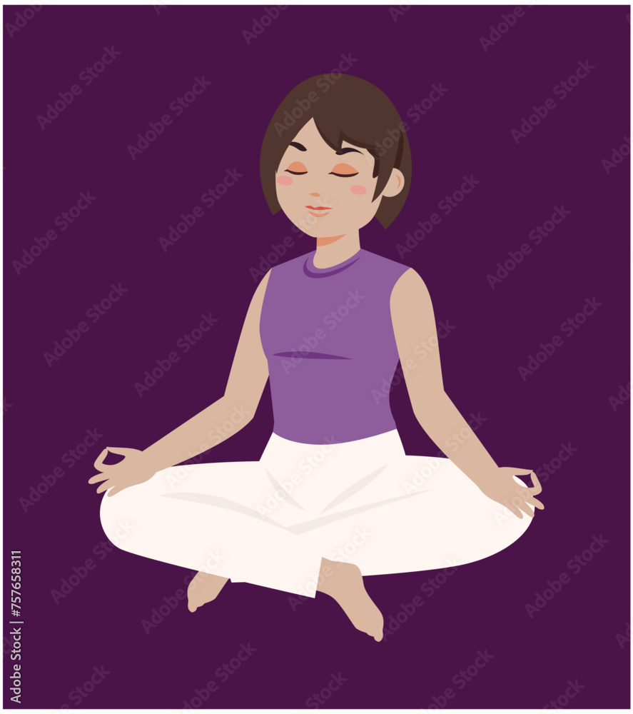 Flat people meditating illustration, yoga Flat people meditating illustration, yoga