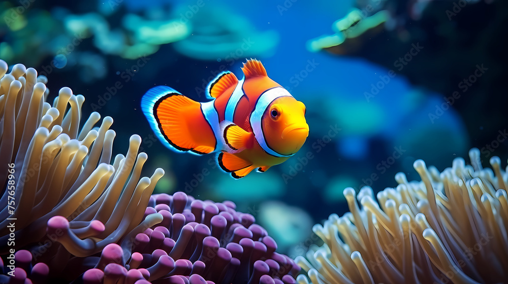 clownfish on coral reef clownfish on coral reef